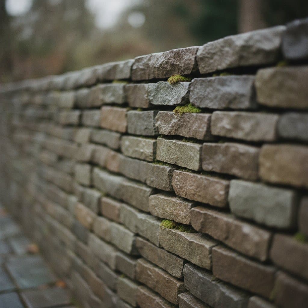Close detail of dry-stacked stone wall