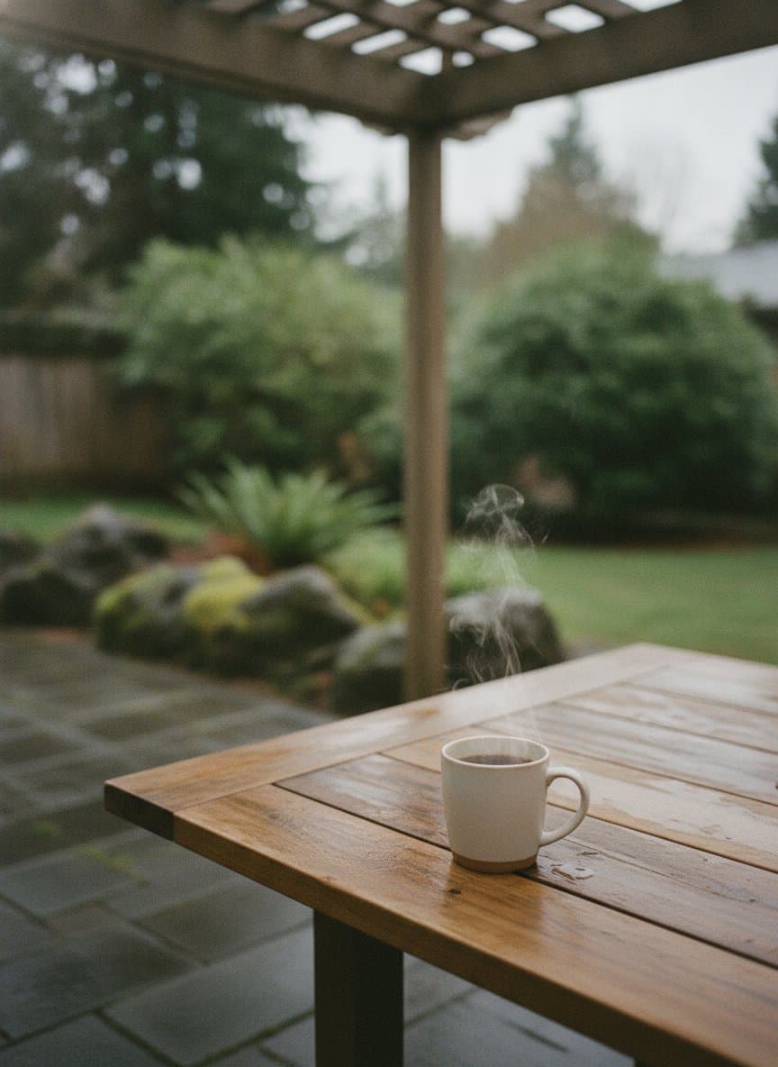 Morning coffee under the pergola