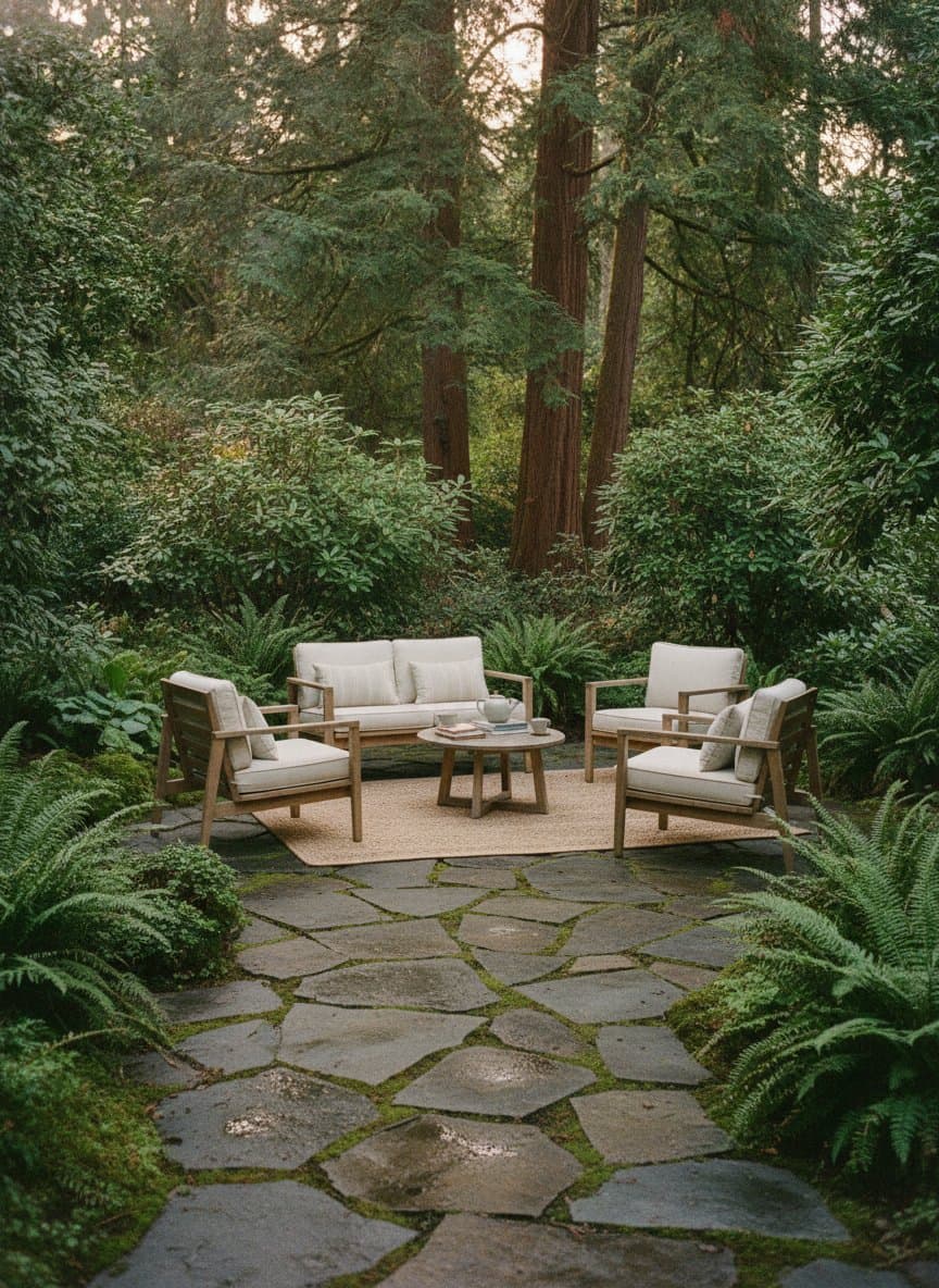 Stone patio with planting